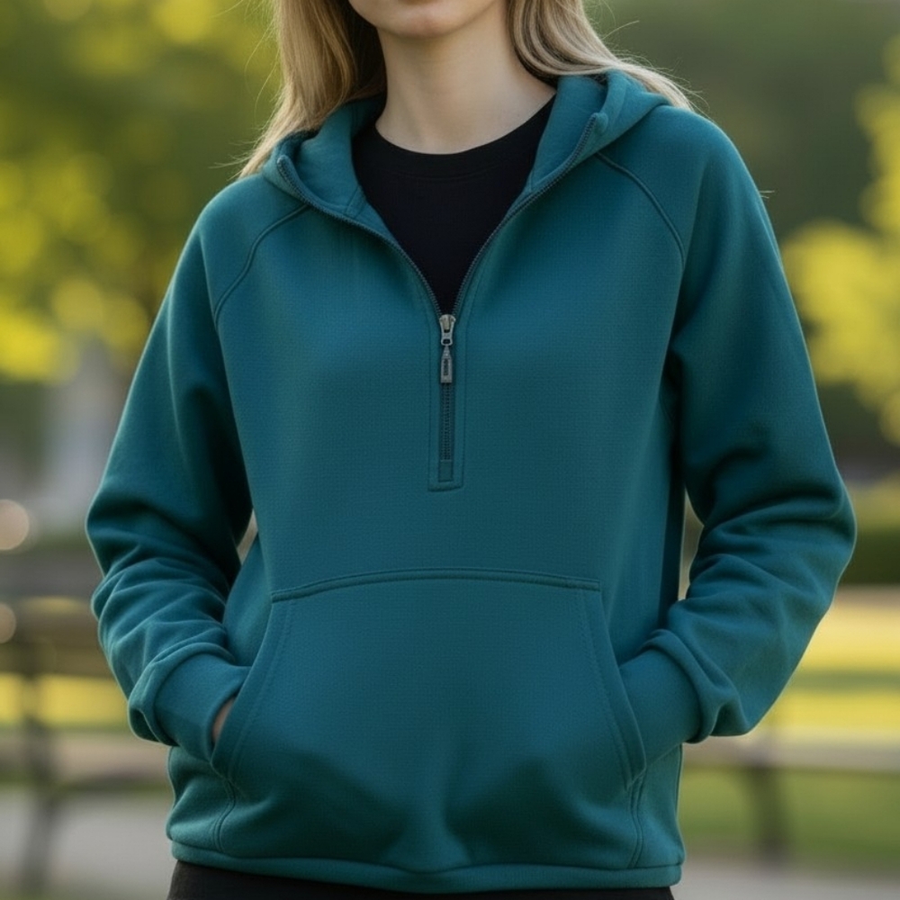 Women's Magcomsen Teal Half-Zip Hoodie NWT